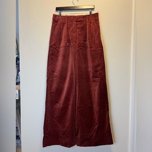 Banana Republic Velvet Red/maroon high waisted pleated Tall wide leg trouser